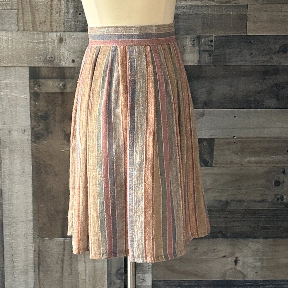 Vintage 70s chunky knit skirt small neutral earth tones stripes cottagecore - Picture 9 of 12